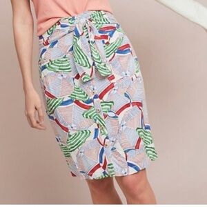 Anthropologie 43 Of 52 Conversations Button Front Umbrella Pencil Skirt SZ 2P